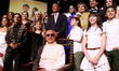 Part of the cast of the soap opera Amanecer poses during the presentation of this producti...