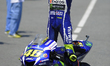 The Italian rider, Valentino Rossi, of Movistar Yamaha Team, greeting his fans after his v...