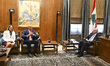 The President of the Lebanese Parliament, Nabih Berri, meets with the American envoy to th...
