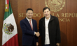 The Ambassador of the People's Republic of China in Mexico, Chen Daojiang, meets with the...