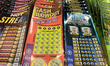 Instant scratch and win lottery tickets are displayed at a shop in Toronto, Ontario, Canad...