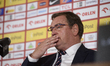 Newly chosen Polish national soccer team head coach Jan Urban speaks during his official p...