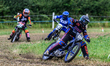 Mark Broadhurst (158) leads in the GT140 Class during the ACU Northern Grass Track Riders...