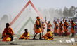 Indian army soldiers of the Sikh Regiment perform Gatka and other activities during the in...