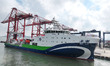 China's first deep-sea green and intelligent technology test vessel docks at the container...