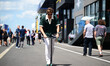 George Russell of Mercedes-AMG Petronas walks in the paddock during media day of the Hunga...