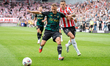 Alvis Jaunzems and Martin Minchev play during the game between KS Cracovia and Lechia Gdan...