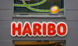 A Haribo retail store displays branded signage and a decorative candy-themed window in Bon...