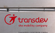 Transdev signage displays on a building facade in Essen, North Rhine-Westphalia, Germany,...