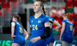Anastasiia Kraiduba warms up before the women's volleyball international friendly match be...