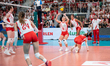 Marlena Kowalewska plays during a women's volleyball international friendly match between...