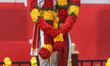 The idol of Lord Ram is seen during the inauguration of the tallest statue of Lord Ram in...