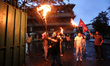 Nepali students organize a live torch protest in Kathmandu, Nepal, on August 22, 2025, aga...