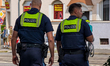 German police officers patrol near the Augsburger Plaerrer in Augsburg, Bavaria, Swabia, G...