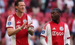 Wout Weghorst of AFC Ajax is with Jorthy Mokio of AFC Ajax after the match between Ajax an...