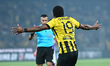 Niclas Eliasson of AEK Athens plays during the Conference League, Play-offs 2nd leg match...