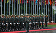 A Nepal Army troupe prepares for a Guard of Honor as Nepali Prime Minister KP Sharma Oli p...