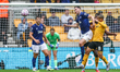 Michael Keane of Everton and Joao Gomes of Wolverhampton Wanderers are in action during th...