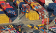 An aerial photo shows containers piled up at Longtan Container Terminal in Nanjing Port, J...