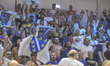 Bosnia and Herzegovina fans cheer during the game. Greece and Bosnia and Herzegovina compe...
