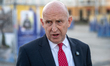 UK Defence Secretary John Healey answers reporters' questions during a briefing in Sofiisk...