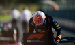 Max Verstappen of Red Bull Racing Honda celebrates after qualifying for the Italian GP, th...