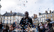 In Rennes, France, on September 8, 2025, confetti rains down at Francois Bayrou's farewell...