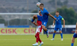 Theofanis Bakoulas of Greece Under-21 is in action during the UEFA European Under-21 Champ...