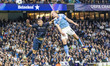 Erling Haaland (9) of Manchester City F.C. heads the ball during the UEFA Champions League...