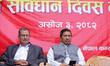 Agni Prasad Sapkota (left) and Narayan Kaji Shrestha (right), leaders of the CPN-Maoist Ce...