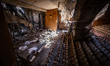 The Krasnopillia auditorium remains after a Russian attack this year. 
