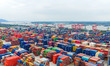 Container backlog occurs at Longtan Port Container Terminal in Nanjing, Jiangsu Province,...