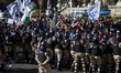 Retirees and self-convened protesters demonstrate in front of the Argentine National Congr...
