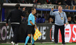 Paulo Fonseca of Olympique Lyon and Head Coach Ron Jans of FC Utrecht have a quarrel durin...