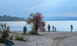 People spend time at the shore of Lake Ammersee in Herrsching, Bavaria, Germany, on Septem...