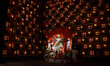 An idol of Goddess Durga is part of an art installation for the Durga Puja festival at a t...