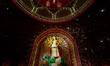 An idol of Goddess Durga is part of an art installation for the Durga Puja festival at a t...