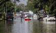 A general view of a flooded street due to heavy torrential rains affects Ciudad Nezahualco...