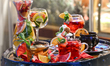KRAKOW, POLAND – OCTOBER 1:A selection of automn drinks and cocktails on display outside...