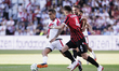 Oscar Trejo of Rayo Vallecano and Reshat Ramadani of Shkendija are in action during the UE...