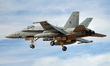 A McDonnell Douglas EF-18A Hornet aircraft of the Spanish Air Force lands at Los Llanos Ai...