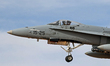 A McDonnell Douglas EF-18M Hornet aircraft of the Spanish Air Force lands at Los Llanos Ai...