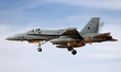 A McDonnell Douglas EF-18M Hornet aircraft of the Spanish Air Force lands at Los Llanos Ai...
