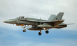 A McDonnell Douglas EF-18M Hornet aircraft of the Spanish Air Force lands at Los Llanos Ai...