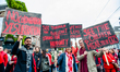 Around 250,000 people march in a massive protest in Amsterdam, Netherlands, on October 5,...