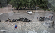 The administration building of Lugansk after the attack of Ukrainian Army.Eight people we...