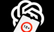 The eighteen plus symbol (18+) appears on a smartphone screen, and the OpenAI logo display...
