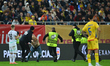 A Romanian fan enters the pitch during the FIFA World Cup 2026 qualifier match between Rom...