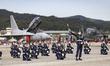 The South Korean Air Force honor guard performs a bayonet drill demonstration during the S...