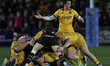 Alex Mitchell of Northampton Saints gestures behind the ruck during the Gallagher Prem Rug...